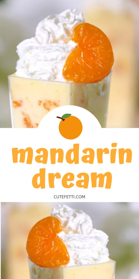 Mandarin Dessert with only 3 ingredients. Easy recipe. Mandarin Orange Dessert Recipes, Mandarin Orange Dessert, Orange Dessert Recipes, Canned Mandarin Oranges, Orange Recipes Dessert, Cool Whip Desserts, Orange Dessert, 3 Ingredient Desserts, Jello Dessert