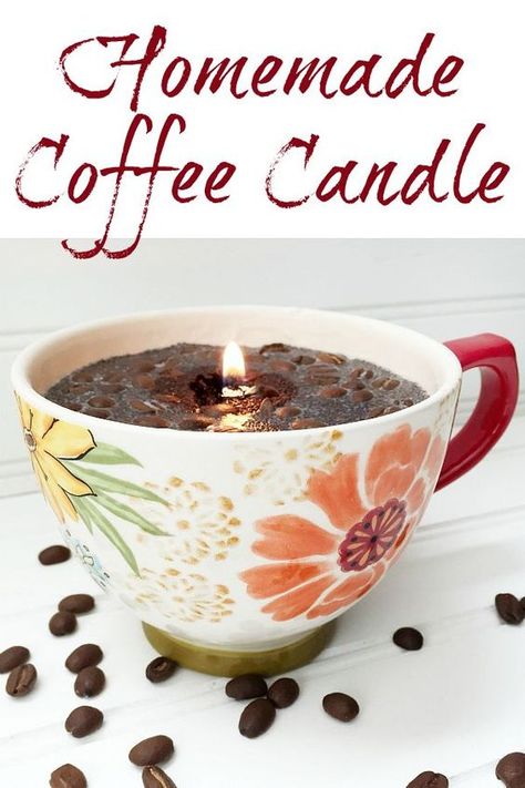 Diy Coffee Scented Candle, Diy Coffee Candle, Homemade Candle Recipes, Coffee Bean Candle, Coffee Scented Candles, Diy Candles Homemade, Homemade Scented Candles, Soya Mumu, Lemon Candle