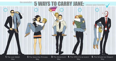 Mentalist Carry Jane by LadyDeadPooly on DeviantArt The Mentalist Fanart, Funny Patrick, Tim Kang, Patrick Jane, Detective Series, Simon Baker, The Mentalist, True Blood, Lift And Carry