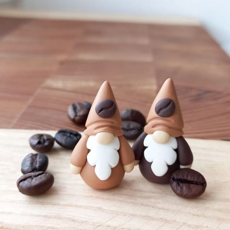 Gnome Cakes, Kitchen Gnomes, Coffee Gnomes, Coffee Gnome, Fairy Garden Gnomes, Gnome Gift, Moms Crafts, Polymer Clay Diy, Polymer Clay Jewelry Diy