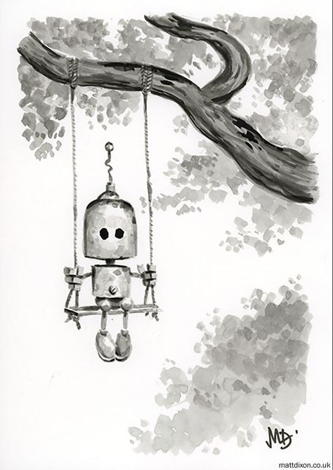 Lonely Robots Enjoying The Quiet Wonder Of The World | Bored Panda Robots Artworks, Matt Dixon, Steampunk Robots, Robot Sculpture, 3d Figures, Arte Robot, Tree Top, Tin Man, Make Pictures