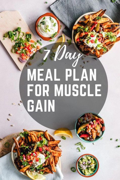 This 7 day meal plan for muscle gain covers the basics of increasing your muscle mass while minimizing possible fat gain. 7 Day Meal Prep, Meal Prep Weight Gain, Meal Plan For Muscle Gain, Bulking Meal Plan, Meal Prep Bodybuilding, Muscle Gain Meal Plan, Bodybuilding Meal Plan, High Protein Meal Plan, Healthy Weight Gain Foods