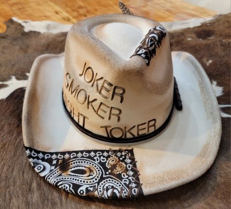 Pyrography Hats, Felt Burning, Hat Customization, Burning Hats, Decorated Hats, Hand Painted Hats, Man Hats, Burned Hats, Cowboy Hat Design