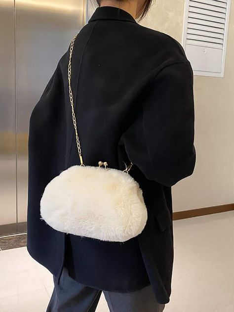 [goods_name] | SHEIN USA Fluffy Bag Outfit, Fluffy Bag, Lock Chain, Bag Outfit, Plush Bags, Crossbody Bag Women, Men's Beauty, Cool Names, Cloth Bags