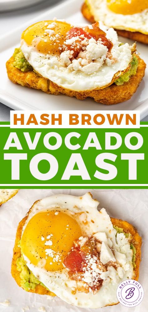 Hashbrown Avocado Egg, Avocado Toast On Hashbrown, Avocado Hashbrown Toast, Healthy Breakfast Avocado Toast, Hash Brown Avocado Toast, Hashbrown Avocado Toast, Avocado Hashbrown, Hashbrown Toast, Avocado Breakfast Ideas