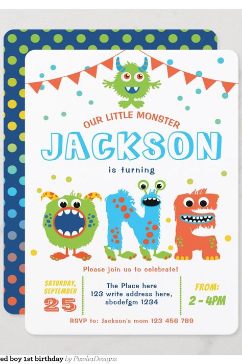 Little Monster themed boy 1st birthday Invitation 1st Birthday Party Boy, Little Monster Party, Monster First Birthday, Birthday Party Boy, Monster 1st Birthdays, Chalkboard Invitation, Monster Birthday Parties, Party Boy, 1st Birthday Invitation