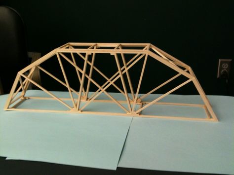 Finished Bridge Paper Bridge, Bridges Architecture, Wood Truss, Wood School, Bridge Model, Truss Bridge, Public Space Design, Roof Trusses, Balsa Wood