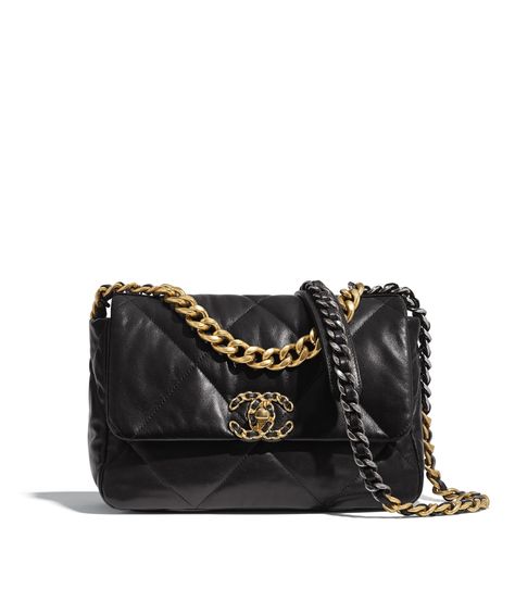 CHANEL Fashion - Spring-Summer 2020 - CHANEL 19 Flap Bag - Reference: AS1160 B03215 94305 - $4,600* *Recommended retail price. Actual price may vary. For legal information please http://services.chanel.com/en_US/policies/legal  http://www.chanel.com/-2GAu Chanel 19 Handbag, Chanel 19 Flap Bag, Chanel 19 Bag, Chanel Handbags Classic, Fancy Stuff, Moda Chanel, Chanel 19, Poppy Delevingne, Mode Chanel