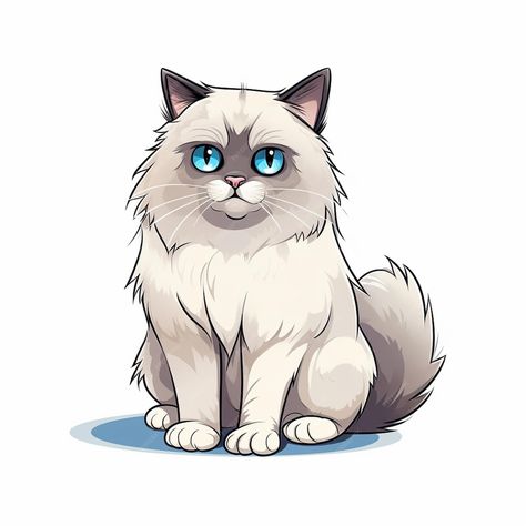 Premium Vector | Ragdoll cat vector cartoon Ragdoll Cat Drawing Cartoon, Ragdoll Cat Cartoon, Ragdoll Cat Illustration, Ragdoll Cat Drawing, Kitten Stickers, Cat Vector, Cat Artwork, Vector Cartoon, Cat Logo