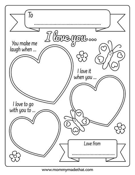 I love you because printable valentines. A fun kids coloring activity for valentines day. Preschool Valentines Activities, Valentine Worksheets, Preschool Valentine Crafts, Kindergarten Valentines, February Crafts, Easy Valentine Crafts, Valentines Day Coloring Page, Valentine Coloring Pages, Valentine's Day Crafts For Kids