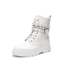 Platform Combat Boots, Punk Boots, Booties Shoes, Womens Combat Boots, Retro Punk, White Boots, Shoes Booties, Mid Calf Boots, Lug Sole