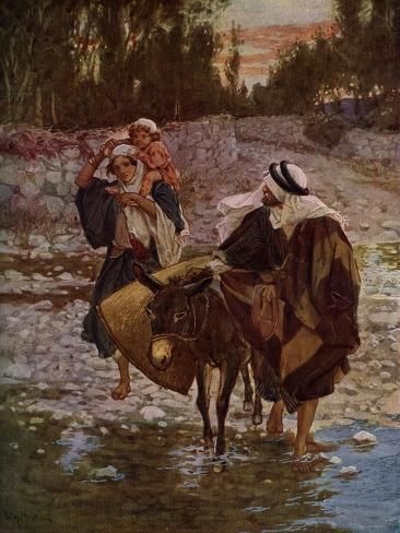 size: 12x9in Giclee Print: Mary, Joseph and Jesus travel to Egypt - Bible by William Brassey Hole : Joseph Jesus Father, Joseph Bible, Chapel Veil Catholic, Bible Heroes, Travel To Egypt, Jesus And Me, Religious Photos, Christ Artwork, Black Jesus