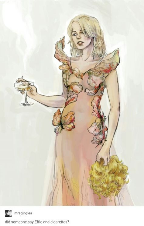 Effie fan art District 13, Hunger Games Fan Art, Hunger Games Characters, Effie Trinket, Hunger Games Memes, Hunger Games Fandom, School For Good And Evil, Hunger Games 3, Hunger Games Trilogy