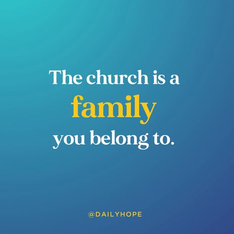 The church isn’t something you attend. It's a family you belong to. Find out what it means to be part of a church family in today’s #DailyHope devotional. Come To Church With Me, Church Family Quotes, Church Quotes Attending, Tomorrow Quotes, Pastor Rick Warren, Church Family, Rick Warren, 2024 Goals, Christian Verses