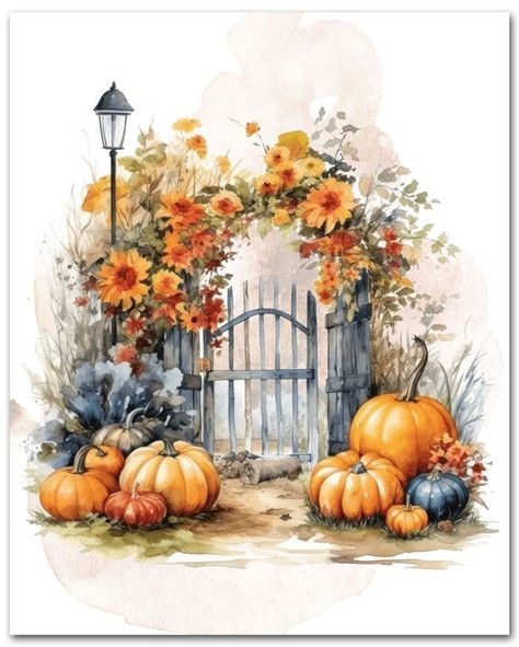 Free Fall Printables, Fall Cottage, Pumpkin Wallpaper, Fall Images, Pumpkin Carving Templates, Free Falling, Fall Printables, Fall Watercolor, Fall Prints