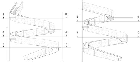 Gallery of CEBRA's Spiral Staircase Floats Weightlessly With 10 Tons of Copper - 18 Spiral Ramp, Stairs Graphic, Stair Plan, Ramp Design, Winding Staircase, Form Drawing, Exterior Stairs, Steel Railing, Stair Handrail