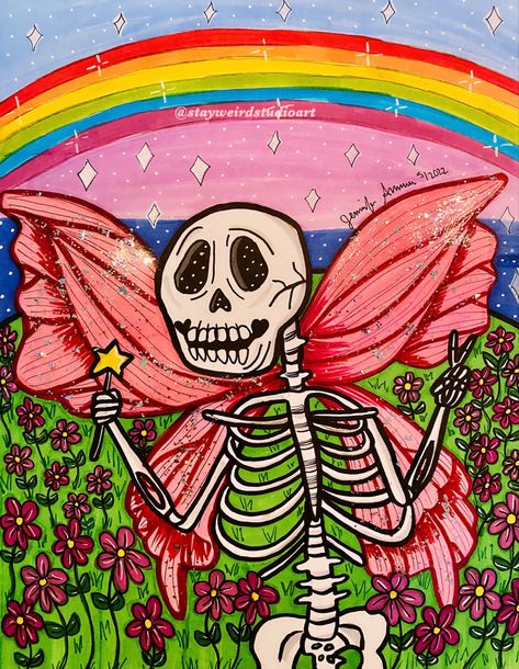 Trippy Dinosaur Painting, Trippy Fairy Art, Sketch Ideas Skeleton, Trippy Skeleton, Hippie Doodles, Aesthetic Sketch Ideas, Skull Fairy, High Asf, Aesthetic Skeleton