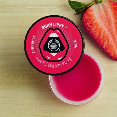 The Body Shop Born Lippy Pot Lip Balm Strawberry 10ml: Amazon.co.uk: Beauty Lip Balm Brands, Strawberry Lip Balm, Body Shop At Home, Strawberry Seed, Facial Products, Soften Lips, Best Lip Balm, Hydrating Lip Balm, Lip Butter