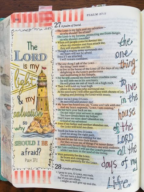 Vintage Grace- Inspire Bible- LIght and my salvation Faith Images, The Lord Is My Light, Travel Humor Quotes, Inspire Bible, Bible Journaling Ideas Drawings, Bible Journal Notes, Prayer Time, Inspire Bible Journaling, Psalm 27