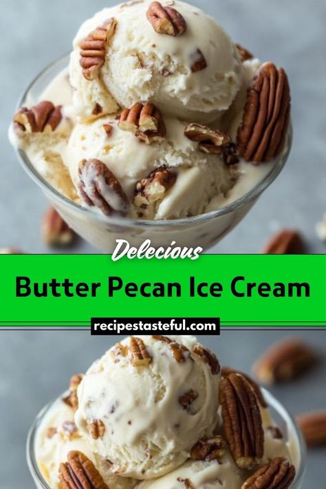 This homemade Butter Pecan Ice Cream is rich, creamy, and packed with crunchy, buttery pecans, making it a perfect classic Southern-style dessert. Homemade Butter Pecan Ice Cream, Butter Pecan Ice Cream Recipe, Butter Pecan Ice Cream, Pecan Ice Cream, Homemade Butter, Ice Cream Recipe, Butter Pecan, Classic Southern, Ice Cream Maker