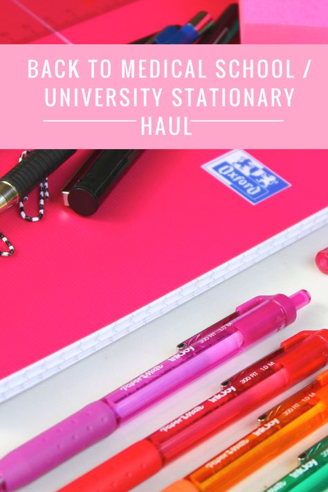 Back to Medical school /University stationary haul Medical Student Stationary, Medical School Supplies, University Stationery, Stationary Haul, Student Doctor, Shopping List Planner, Nursing School Studying, Journal Design Ideas, Bullet Journal Design