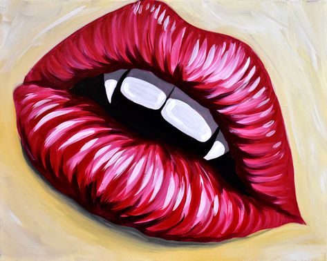 Hey! Check out Vampire Lips at Virtual Events with Athena Dalsfoist, Palette Goddess - Yaymaker Fancy Painting, Lips Painting, Beyond Paint, Disposable Aprons, Vampire Lips, Paint Nite, Chunky Knitting, Painting Inspo, Office Makeover