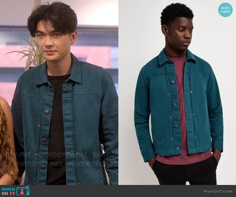 Tao’s teal shirt jacket on Heartstopper.  Outfit Details: https://wornontv.net/467193/ Heartstopper Fashion, William Gao, Paris Family, Generation Gap, Teal Shirt, Kimmy Schmidt, Lacey Chabert, Unbreakable Kimmy Schmidt, Lilly Singh