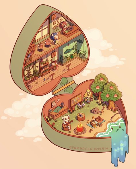 Lofi Aesthetic, Renovation Diy, Animal Crossing Fan Art, Arte Do Kawaii, Construction Ideas, Decoration Styles, Isometric Art, House Construction, Japon Illustration