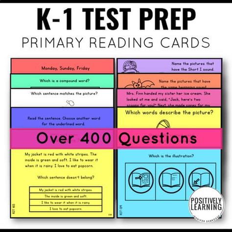 NWEA MAP Reading Test Prep Practice Cards - Kindergarten First Grade Nwea Map Practice First Grade, Nwea Map Practice, Nwea Map Testing, Nwea Map, Reading Test Prep, Student Growth, Map Reading, Reading Test, Positive Learning