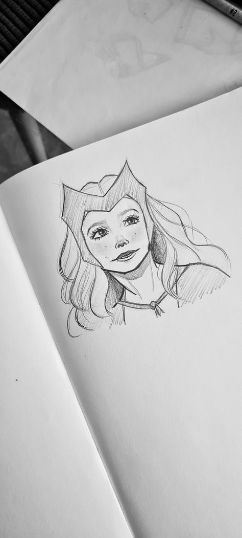 Scarlet Witch Doodle, Marvel Easy Sketches, Wanda Drawings Easy, Scarlet Witch Sketch Pencil, Wanda Maximoff Drawing Sketches, Wanda Maximoff Drawing Pencil, Wanda Vision Drawing, Scarlet Witch Drawing Pencil, Wanda Maximoff Drawing Easy