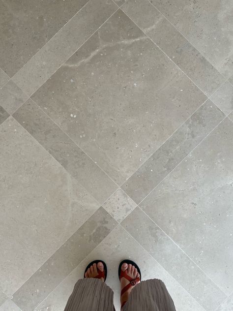 L.O. Diamond Pattern Tile Floor, Mud Room Floor, Diamond Tile Floor, Stone Tile Floor, Hallway Tiles, Room Tiles Floor, Limestone Floors, Concrete Tile Floor, Transition Flooring