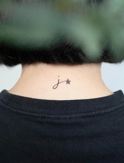 Initial Tattoo With Star, Star With Initials Tattoo, Initial And Star Tattoo, Initial Tattoos For Women Letters, Star Initial Tattoo, Mens Initial Tattoo, Star Tattoo With Initials, Initial Tattoos For Women, Initials Tattoos For Women