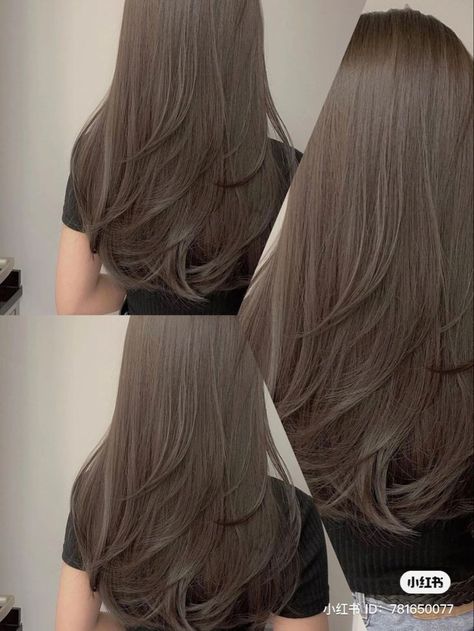 Asian Brown Hair, Brown Hair Korean, Dark Ash Brown Hair, Beige Hair Color, Ash Gray Hair Color, Grey Brown Hair, Cool Brown Hair, Dark Grey Hair, Ashy Hair