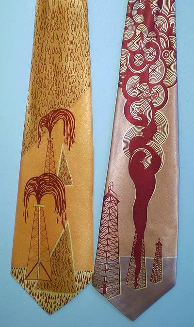 Deco Oil Well Satin Ties Vintage Ties For Men, 1950s Mens Fashion, Vintage Ties, Disco Elysium, Tie Collection, Oil Well, Vintage Man, 70s Disco, Screen Printing Shirts