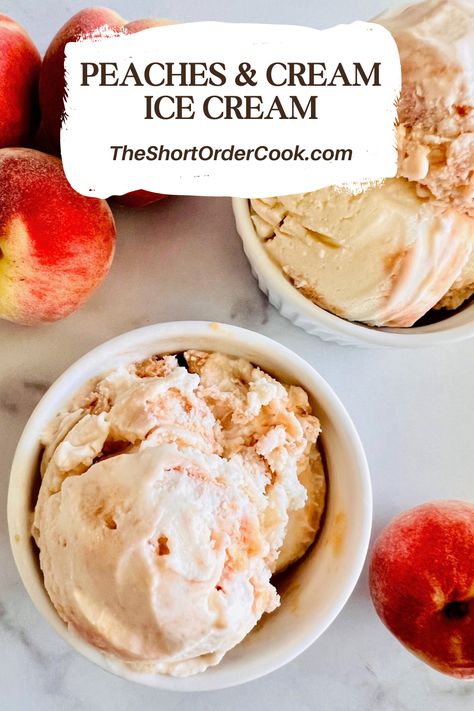 Homemade Peach Ice Cream Recipes Machine, Peach Ice Cream Homemade, Nectarine Ice Cream, Cuisinart Ice Cream Recipes, No Egg Ice Cream Recipe, Cuisinart Ice Cream Maker Recipes, Homemade Ice Cream Recipes Machine, Peach Ice Cream Recipe, Homemade Peach Ice Cream