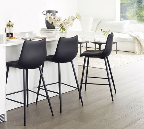 Contemporary Counter Stools, Modern Counter Stools, Casual Dining Rooms, Stools For Kitchen Island, Modern Kitchen Island, Leather Counter Stools, West Vancouver, Perfect Kitchen, Table Cafe