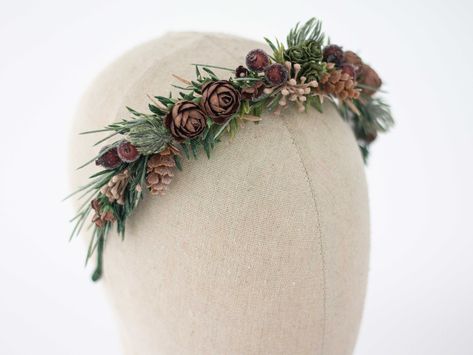 This beautiful flower headband is a lovely accessory, perfect for a party, or wedding.  Our stunning faux flowers look like the real. Head circumference:  one size fits all (adjustable) / fits adults and older children If the crown should fit the baby, after buying please give head circumference Christmas Floral Crown, Winter Flower Crown Wedding, Flower Girl Winter Wedding, Woodland Headband, Winter Flower Crown, Wedding Floral Crown, Christmas Wedding Flowers, Flower Girl Halo, Girls Halo