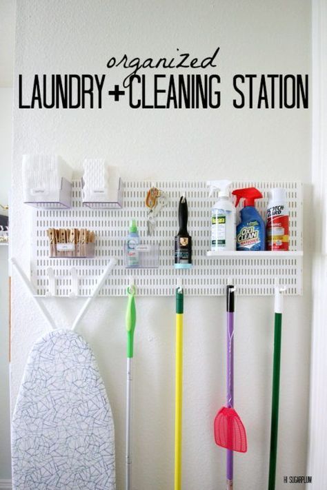 How to organize your laundry room, easily and effectively! Organized Laundry, Cleaning Station, Laundry Room Update, Laundry Room Organization Storage, Laundry Room Storage Shelves, Room Storage Diy, Mudroom Organization, Laundry Cleaning, Hi Sugarplum