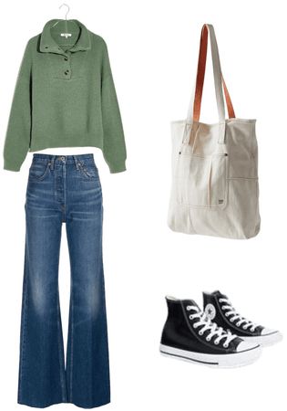 Autumn Outfit Ideas 2022, Jeans Jumper Outfit, Casual Jumper Outfit, Outfit Ideas 70s Style, Jumper Outfit Ideas, Jeans And Jumper Outfit, Uni Outfit Ideas, Ideas For Converse, Outfit Uni