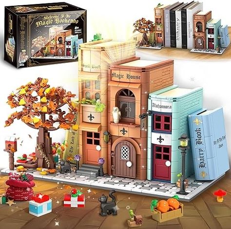 Amazon.com: Magic Bookends Building Set, for BookNook Building Bookshelf Insert Decoration, Bookcase Miniature House Model Building for Adults and Children, 1488pcs : Toys & Games Cool Bookshelf, Bookshelf Insert, Magic House, House Building, Kit Home, Miniature House, Building Block, Model Building, Bookends