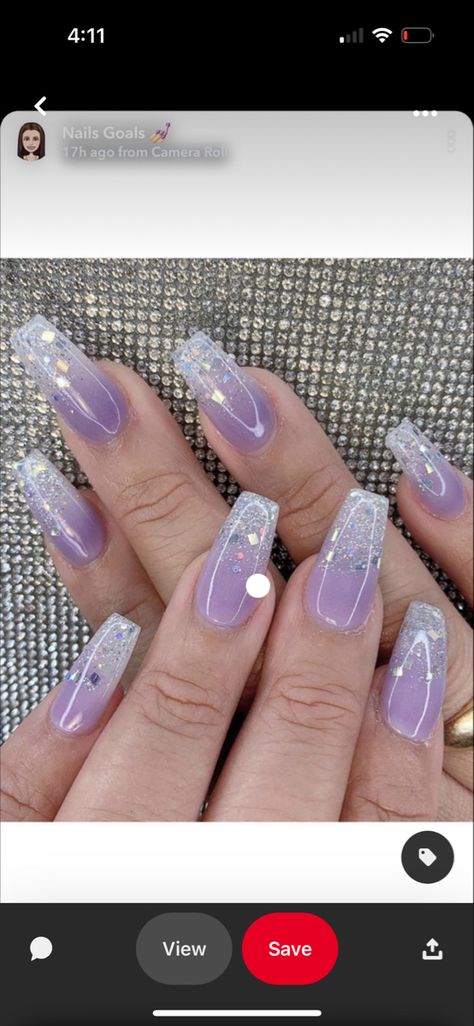 Wedding Nails Purple And Silver, Wedding Nails Bridesmaid Purple, Lavender And Glitter Nails, Light Purple And White Nails Acrylic, Nails Acrylic Purple Design, Light Purple And Silver Nails, Wedding Nails Bridesmaid Acrylic, Purple Sparkle Nails, Purple Wedding Nails