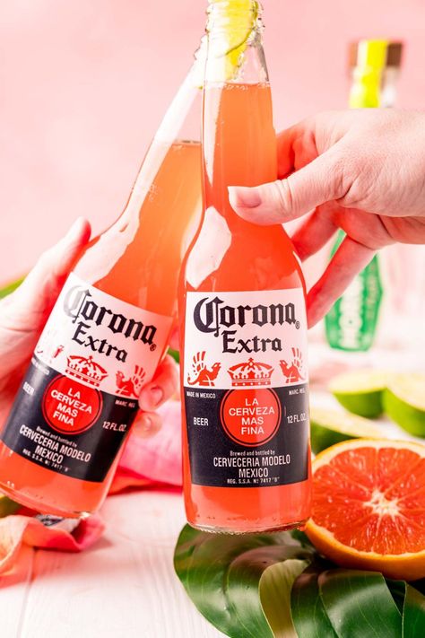 This Corona Sunrise Cocktail is a fun and easy drink recipe made right in the bottle with beer, tequila, orange juice, grenadine, and lime juice and is perfect for summer! Corona Beer Cocktails, Beer Food Recipes, Sunrise Drink, Beer Cocktail Recipes, Sunrise Cocktail, Orange Drink, Beer Drinks, Fun Summer Drinks, Beer Cocktail