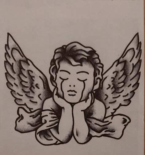 Simple Angel Tattoos, Cherub Tattoo Designs, Lion Shoulder Tattoo, Dragon Tattoo Chest, Saint Tattoo, Cupid Tattoo, Traditional Tattoo Old School, Wrist Tattoo Designs, Cherub Tattoo