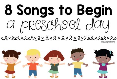 8 Songs to begin a preschool day with free printables for teachers or parents. Transition Songs For Preschool, Preschool Transitions, Good Morning Song, Welcome Songs, Teaching Mama, Circle Time Songs, Kindergarten Songs, Classroom Songs, Songs For Toddlers