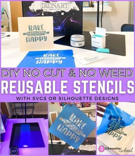 Stencil Making, Silhouette School Blog, Silhouette Cameo Crafts, Diy Screen Printing, Stencils For Wood Signs, Silhouette Curio, Silhouette School, Silhouette Cameo Tutorials, Reusable Stencils