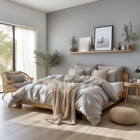 Tan And Gray Bedroom, Greige Bedroom, Scandinavian Bedroom Ideas, Scandinavian Bedroom Design, Apartment Design Inspiration, Scandinavian Design Bedroom, Luxury Bedroom Decor, Bedding Inspiration, Modern Bedroom Decor