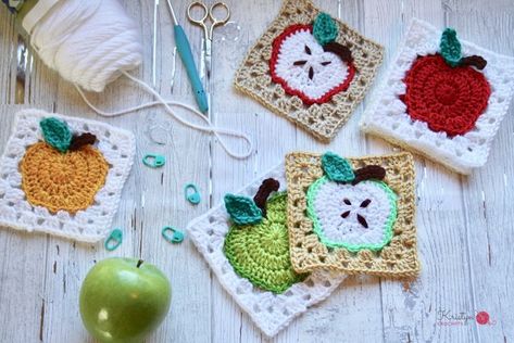 The Apple Granny Square is a free crochet pattern design by Kristyn Crochets hosted by Nana's Crafty Home. A versatile and easy pattern for an apple motif! So many different color options!  crochet granny square pattern, crochet apple pattern #nanascraftyhome Apple Granny Square, Crochet Apple, Pola Amigurumi, Crochet Square Patterns, Granny Squares Pattern, Crochet Motifs, Granny Square Crochet Pattern, Square Patterns, Crochet Square