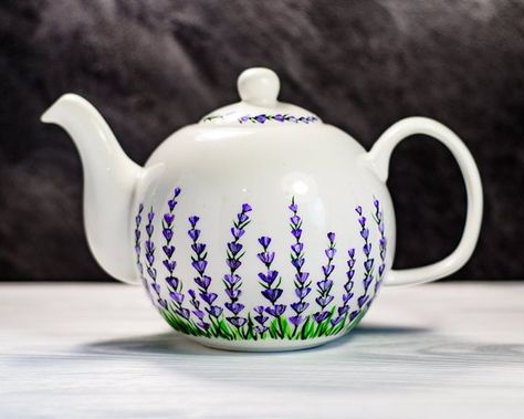 Constellation Decor, Grandmother Christmas Gift, Lavender Design, Painted Lavender, Painted Teapot, Teapots Unique, Teapot Design, Ceramic Tea Set, Birthday Gifts For Grandma