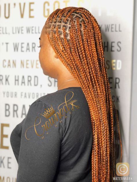 Amber colored Knotless Braids    Instagram: @CrownedByShae    #knotlessboxbraids #feedinbraids #knotless #boxbraids #boxbraidshairstyles #braids Long Cornrows, Monica Brown, Tan Skin Blonde Hair, Braids Knotless, Braids Hairstyles For Black Women, Short Box Braids, Colored Braids, Girl Braided Hairstyles, Bob Braids