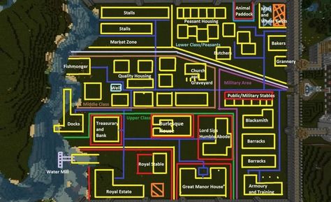 Minecraft Castle Blueprints Layout Floor Plans, Minecraft Town Layout, Minecraft Kingdom Layout, Minecraft Medieval Village, Town Layout, Minecraft Building Blueprints, Minecraft Town, Minecraft Kingdom, Minecraft Decoration